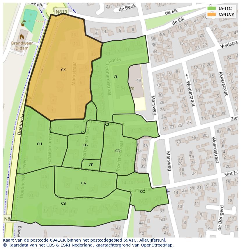 Afbeelding van het postcodegebied 6941 CK op de kaart.