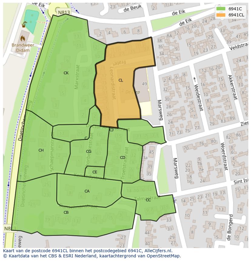 Afbeelding van het postcodegebied 6941 CL op de kaart.