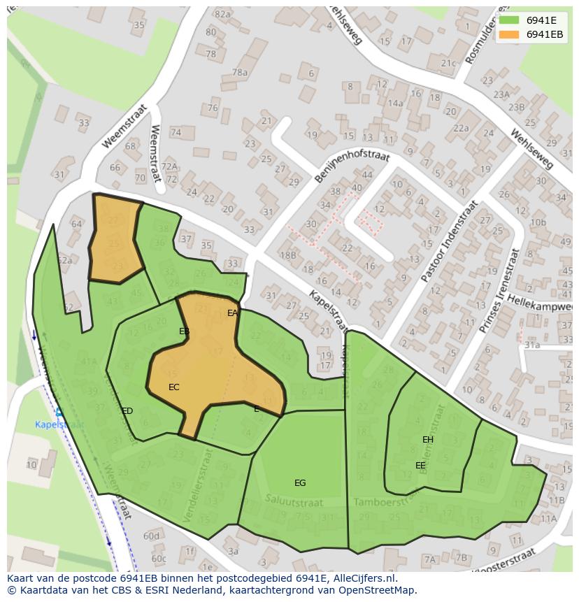 Afbeelding van het postcodegebied 6941 EB op de kaart.