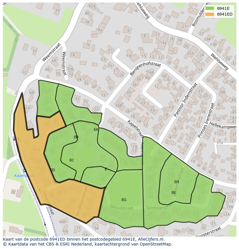 Afbeelding van het postcodegebied 6941 ED op de kaart.