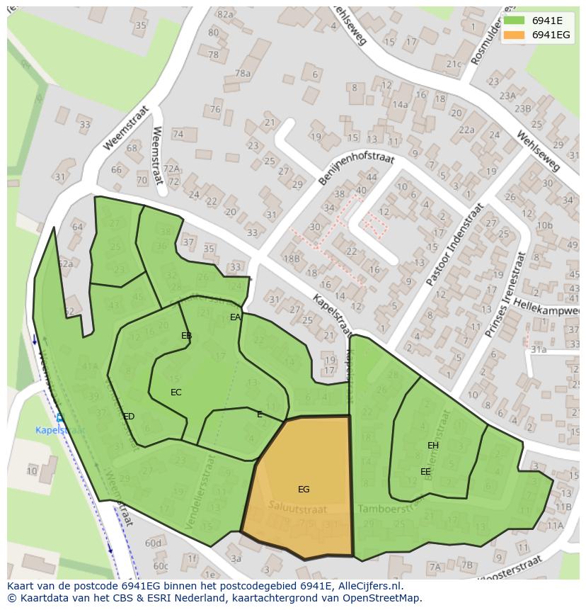 Afbeelding van het postcodegebied 6941 EG op de kaart.