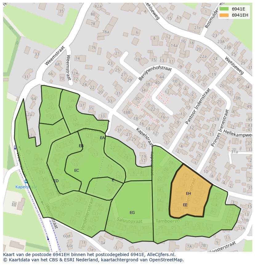 Afbeelding van het postcodegebied 6941 EH op de kaart.