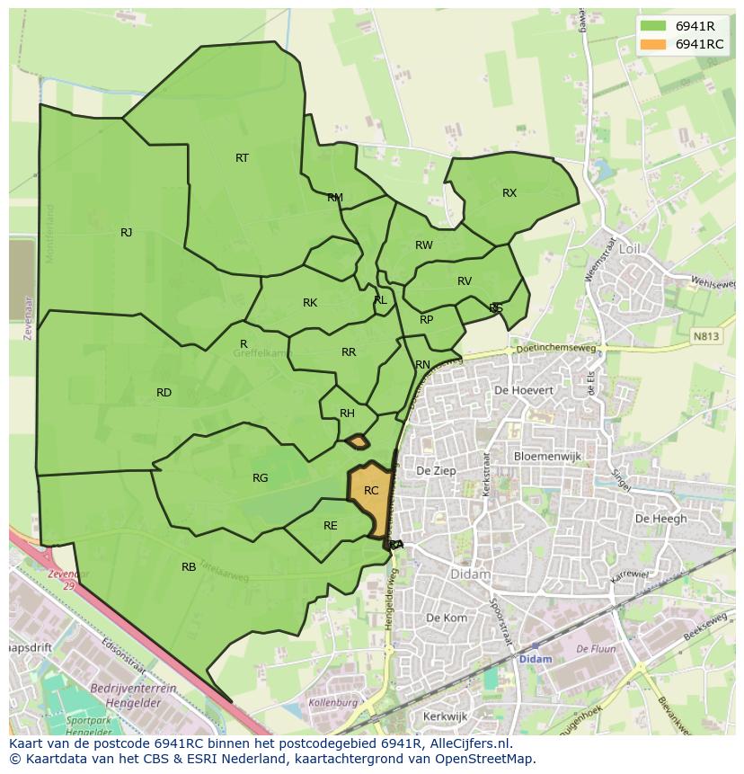 Afbeelding van het postcodegebied 6941 RC op de kaart.
