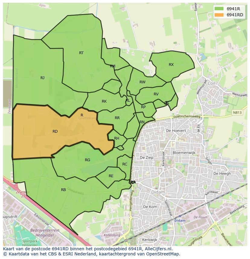Afbeelding van het postcodegebied 6941 RD op de kaart.