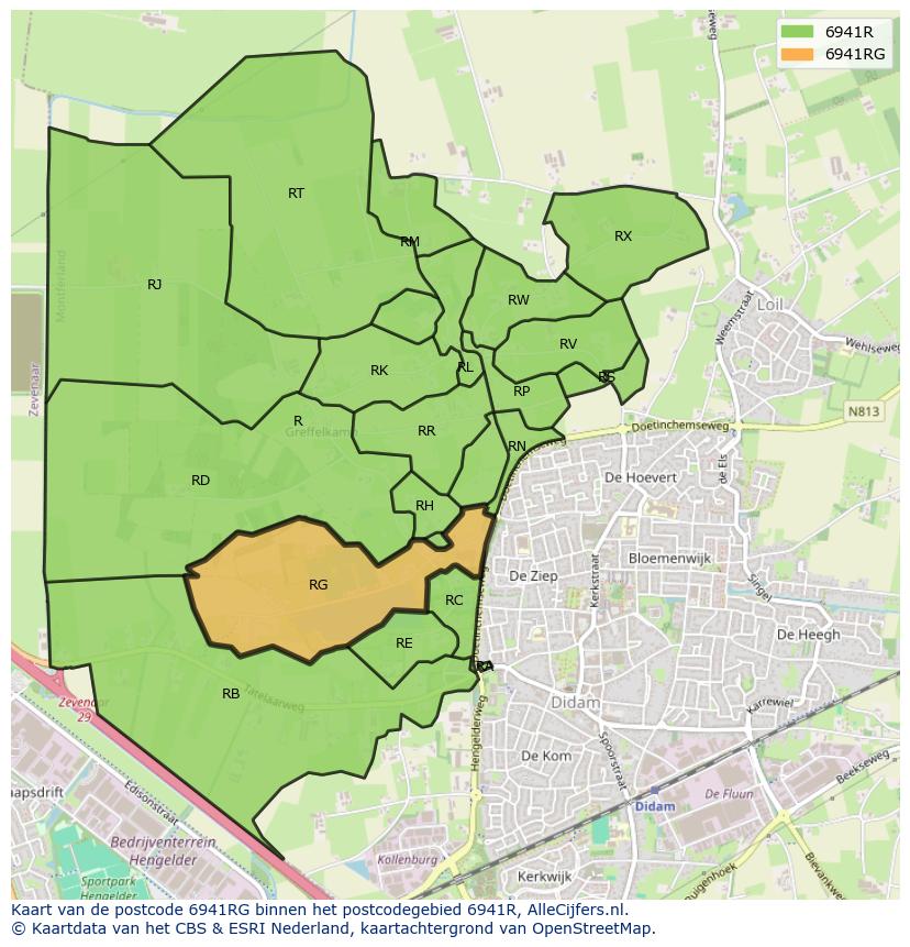 Afbeelding van het postcodegebied 6941 RG op de kaart.