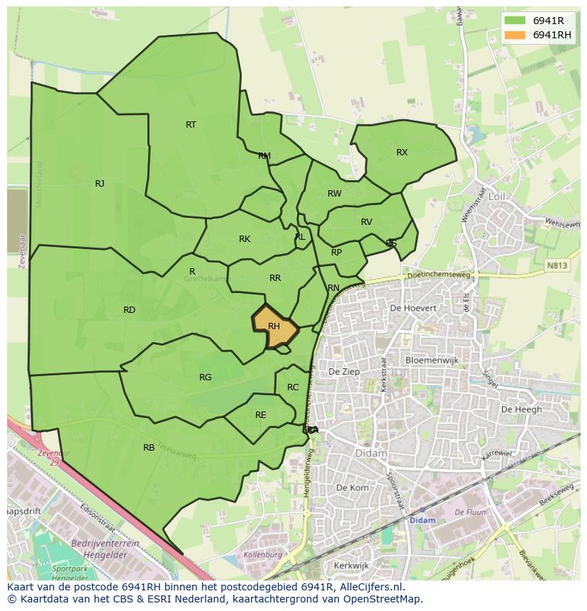 Afbeelding van het postcodegebied 6941 RH op de kaart.