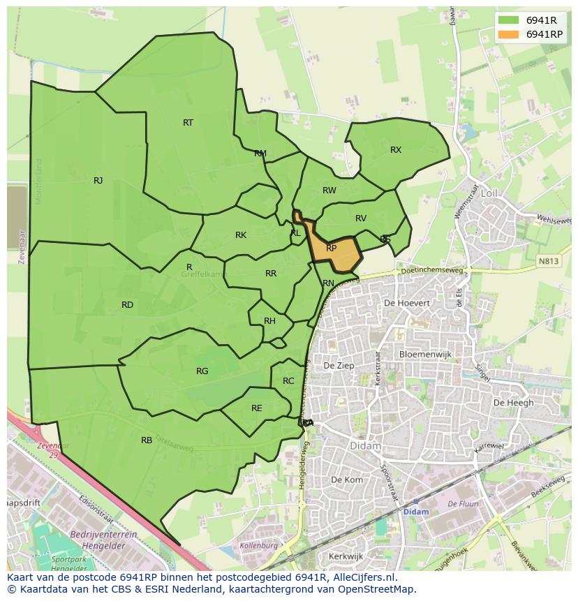Afbeelding van het postcodegebied 6941 RP op de kaart.