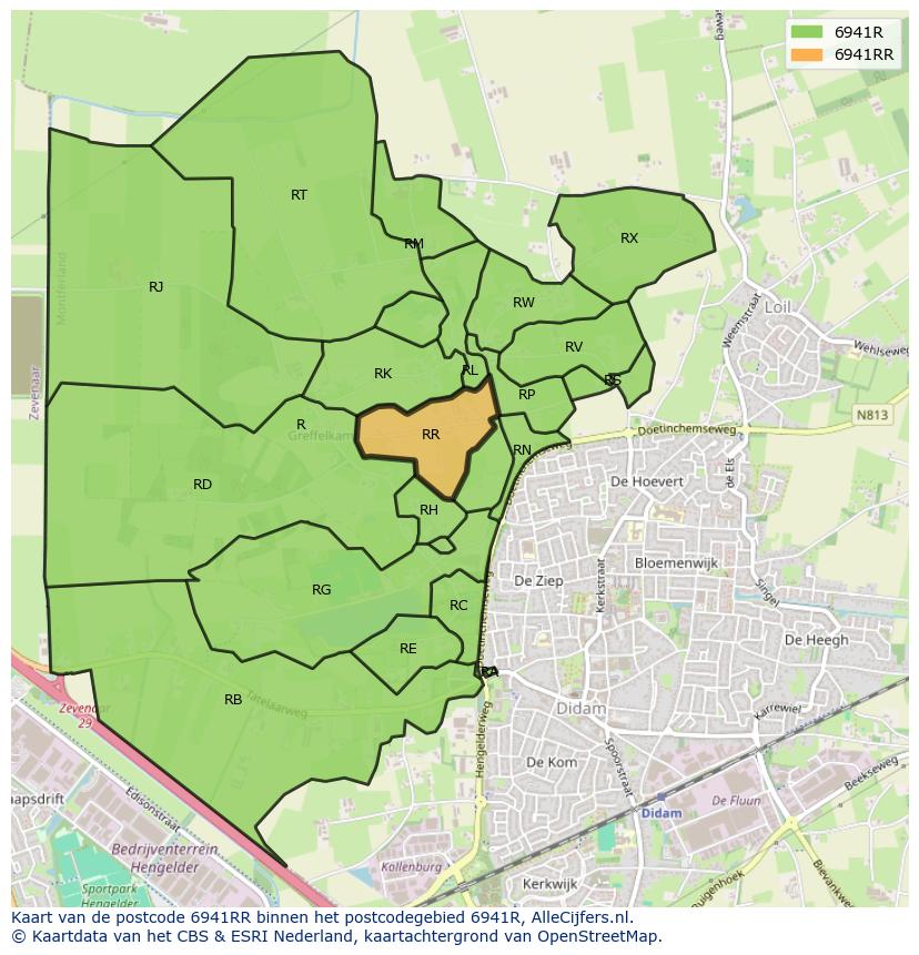 Afbeelding van het postcodegebied 6941 RR op de kaart.