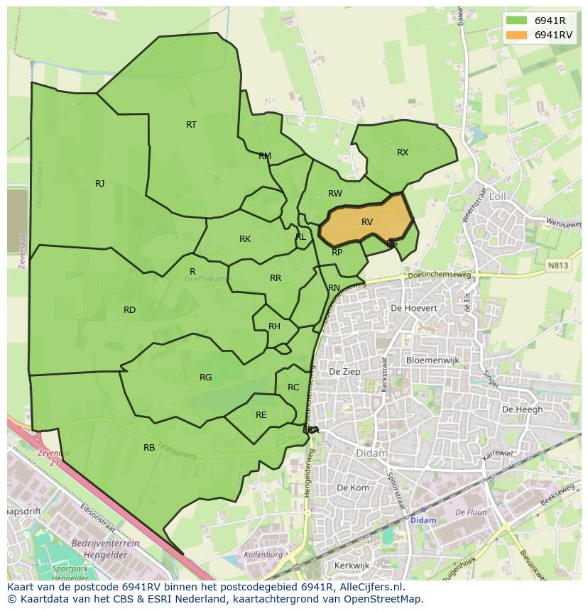 Afbeelding van het postcodegebied 6941 RV op de kaart.