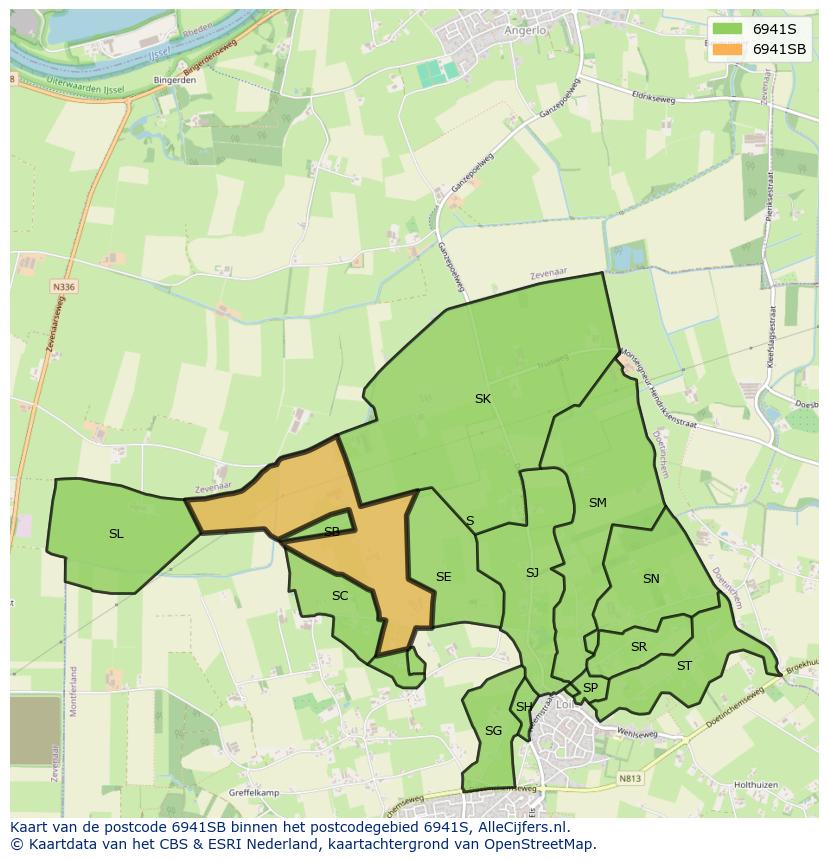 Afbeelding van het postcodegebied 6941 SB op de kaart.