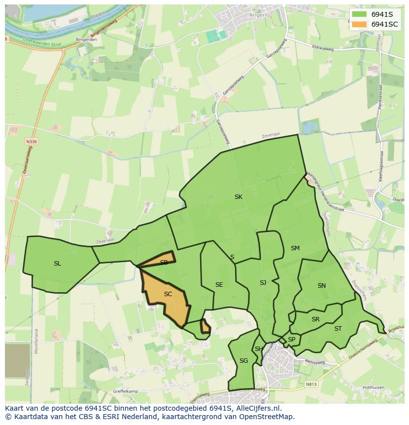 Afbeelding van het postcodegebied 6941 SC op de kaart.