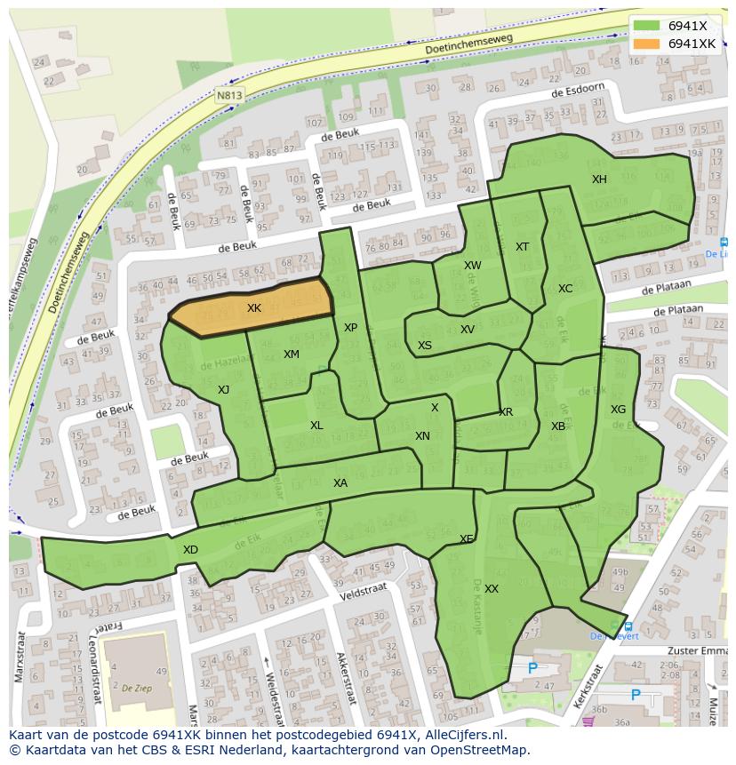Afbeelding van het postcodegebied 6941 XK op de kaart.