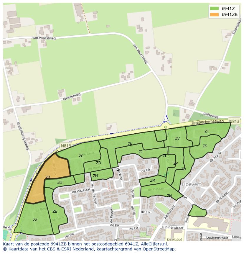 Afbeelding van het postcodegebied 6941 ZB op de kaart.