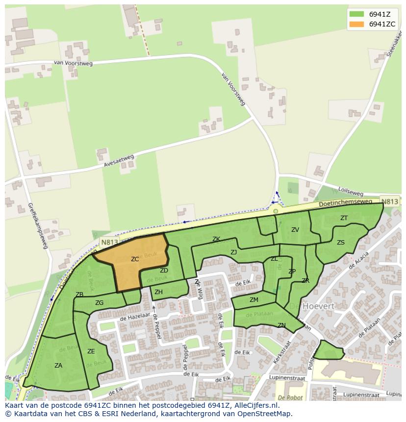 Afbeelding van het postcodegebied 6941 ZC op de kaart.