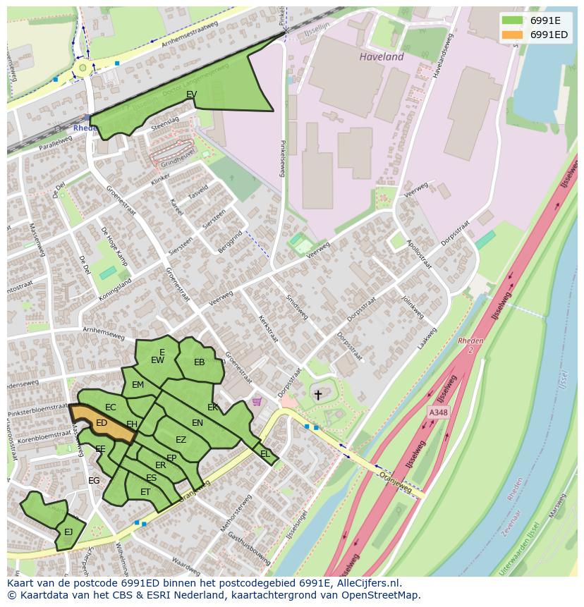Afbeelding van het postcodegebied 6991 ED op de kaart.