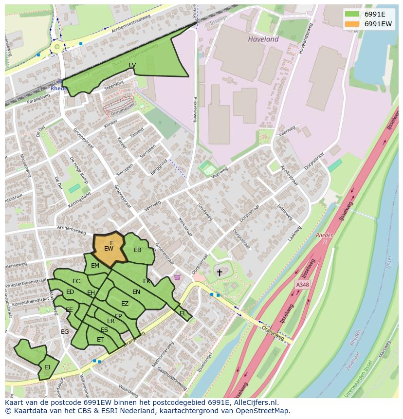Afbeelding van het postcodegebied 6991 EW op de kaart.