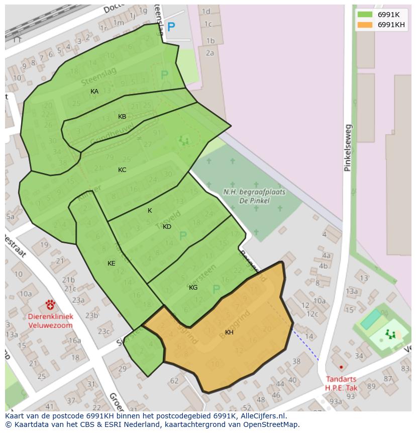 Afbeelding van het postcodegebied 6991 KH op de kaart.