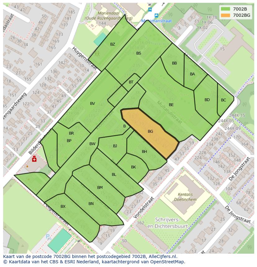 Afbeelding van het postcodegebied 7002 BG op de kaart.