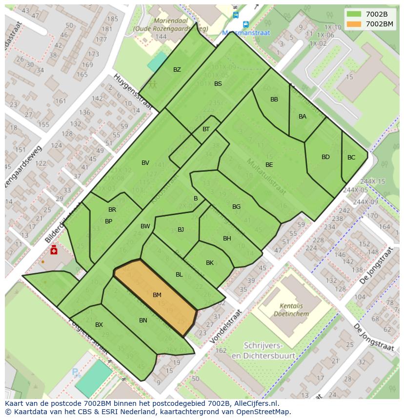Afbeelding van het postcodegebied 7002 BM op de kaart.
