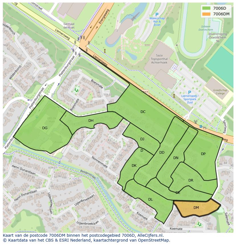 Afbeelding van het postcodegebied 7006 DM op de kaart.