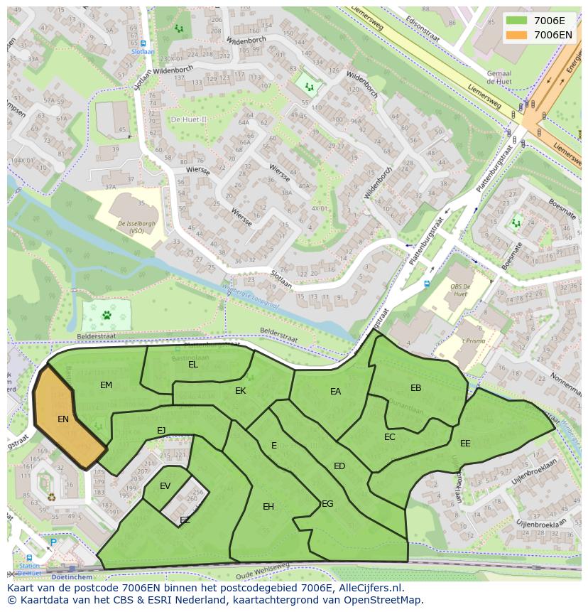 Afbeelding van het postcodegebied 7006 EN op de kaart.