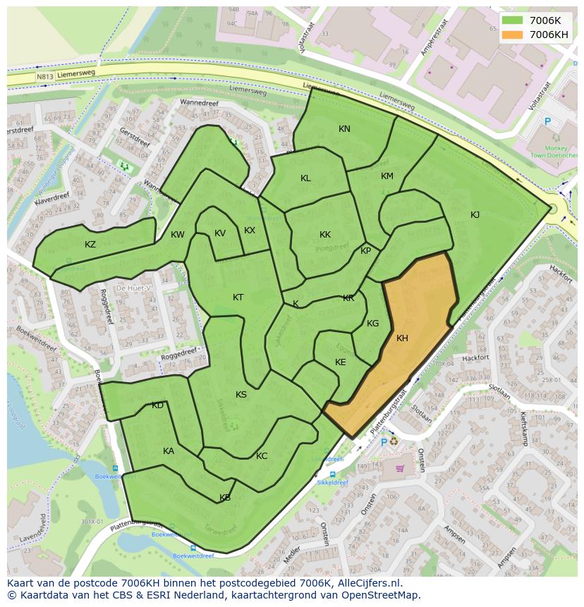 Afbeelding van het postcodegebied 7006 KH op de kaart.