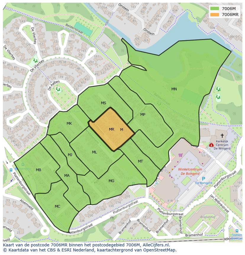 Afbeelding van het postcodegebied 7006 MR op de kaart.