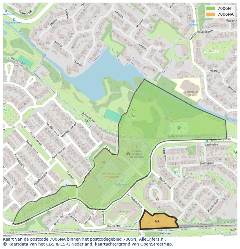 Afbeelding van het postcodegebied 7006 NA op de kaart.