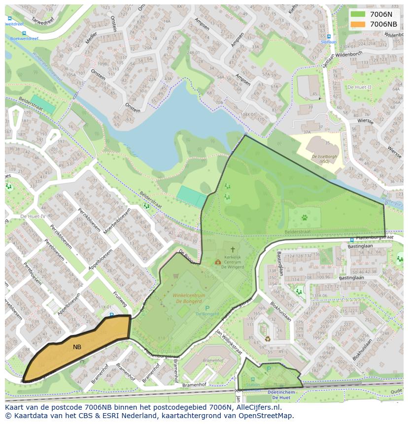 Afbeelding van het postcodegebied 7006 NB op de kaart.