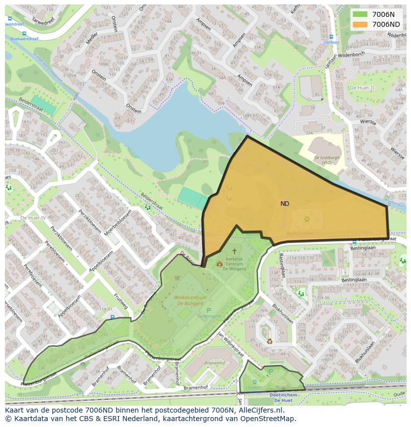 Afbeelding van het postcodegebied 7006 ND op de kaart.