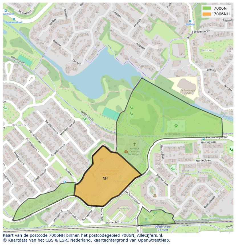 Afbeelding van het postcodegebied 7006 NH op de kaart.
