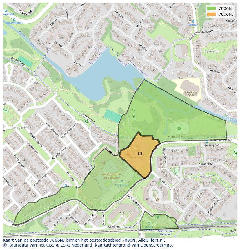 Afbeelding van het postcodegebied 7006 NJ op de kaart.