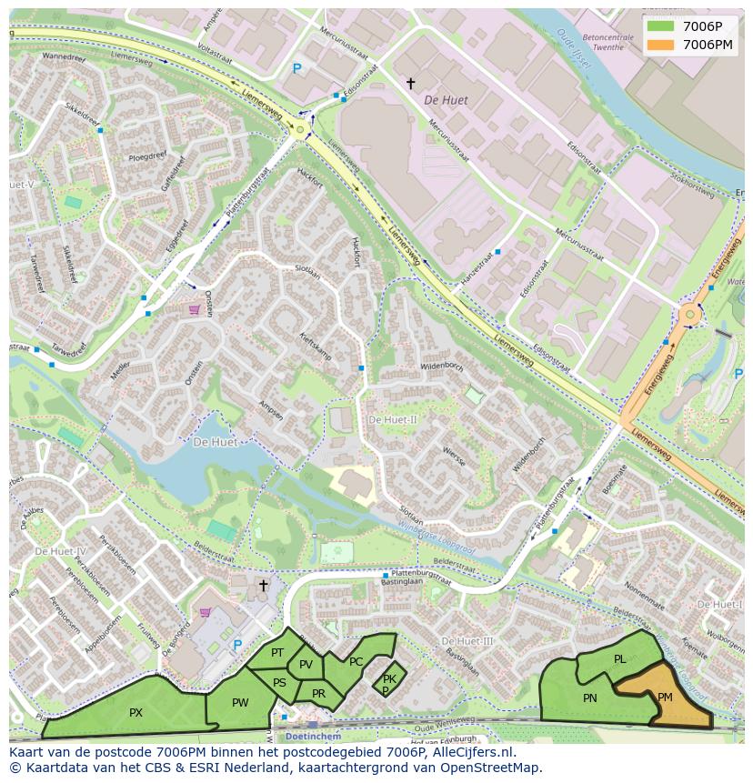 Afbeelding van het postcodegebied 7006 PM op de kaart.