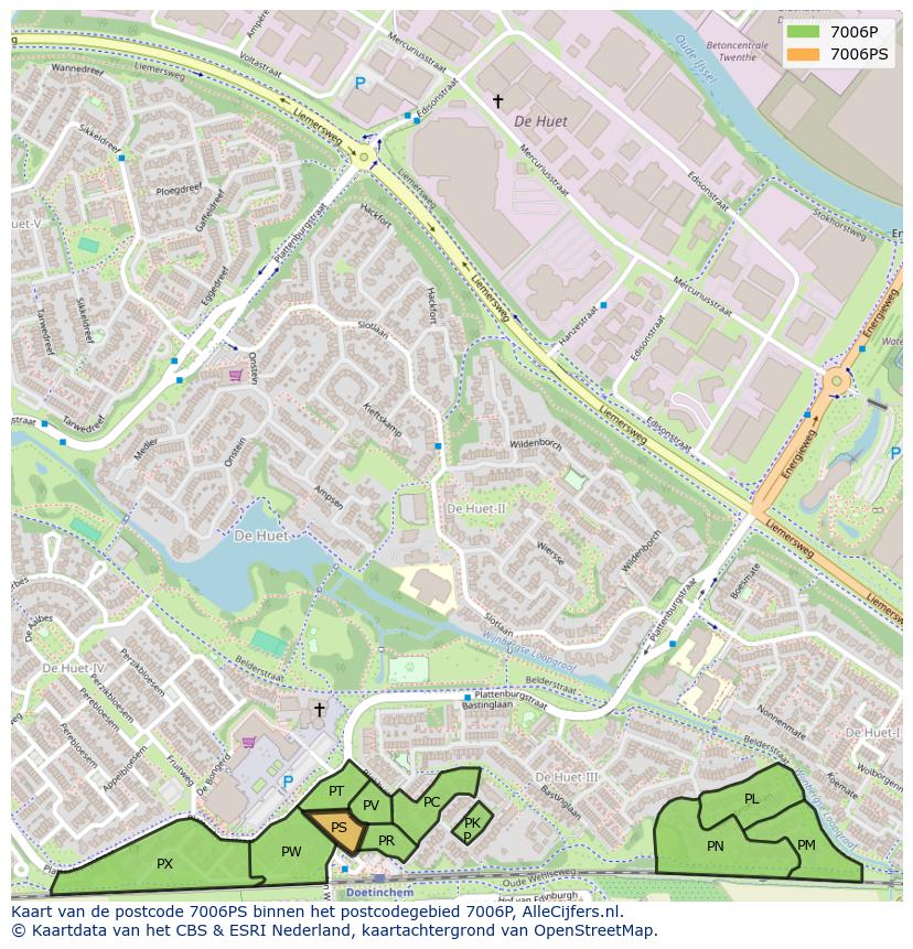 Afbeelding van het postcodegebied 7006 PS op de kaart.