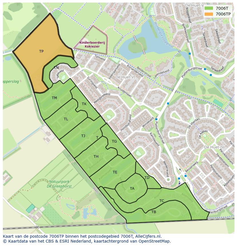 Afbeelding van het postcodegebied 7006 TP op de kaart.