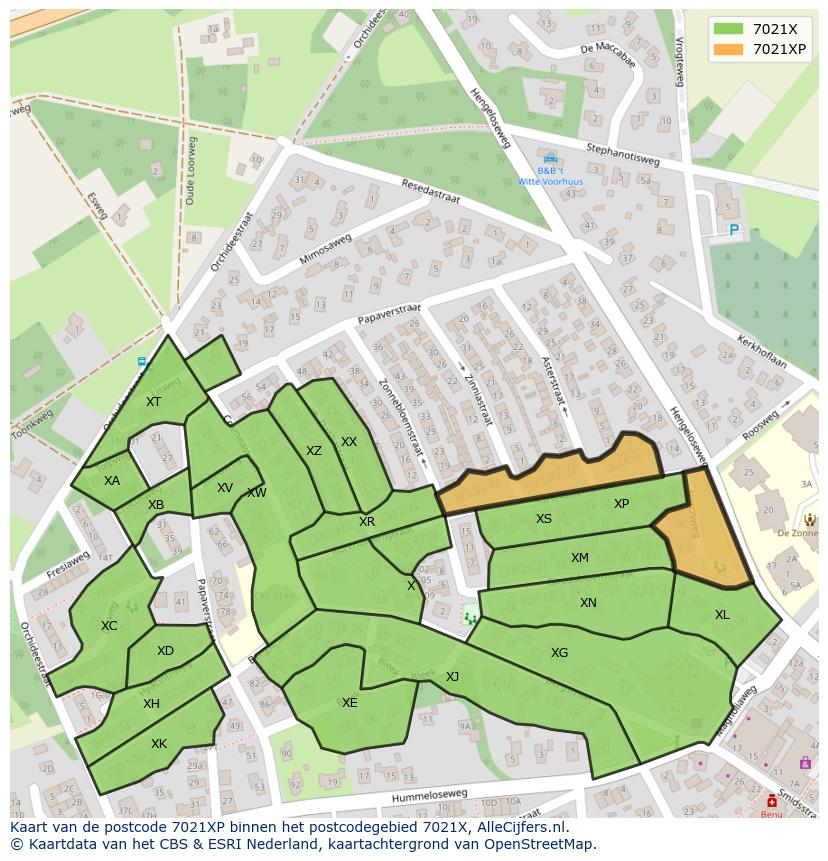 Afbeelding van het postcodegebied 7021 XP op de kaart.
