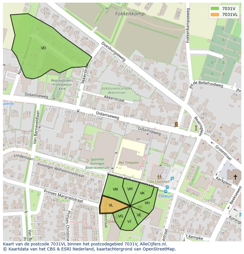 Afbeelding van het postcodegebied 7031 VL op de kaart.