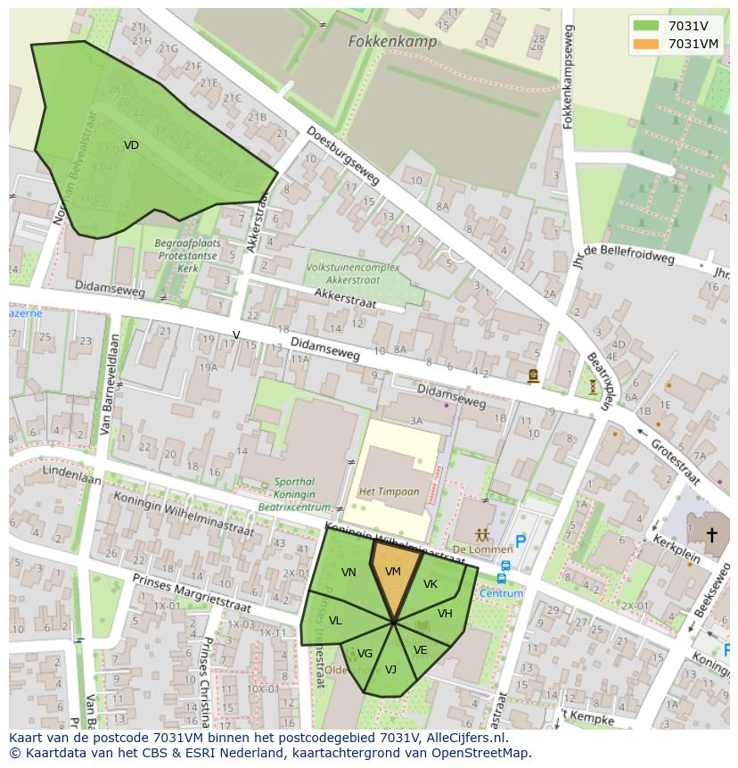 Afbeelding van het postcodegebied 7031 VM op de kaart.