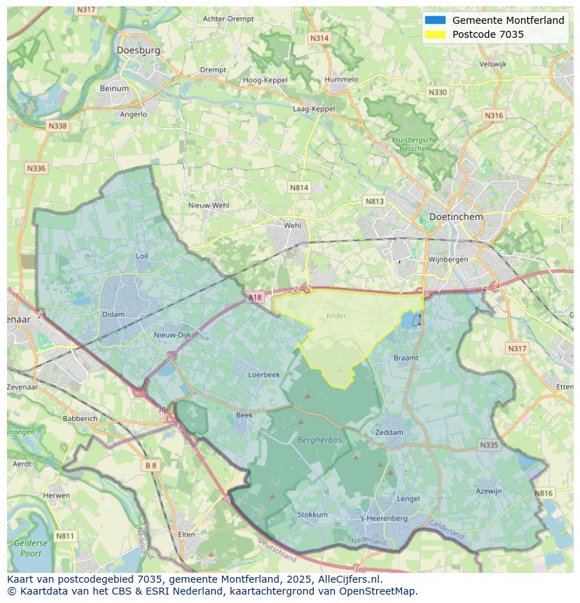 Afbeelding van het postcodegebied 7035 op de kaart.