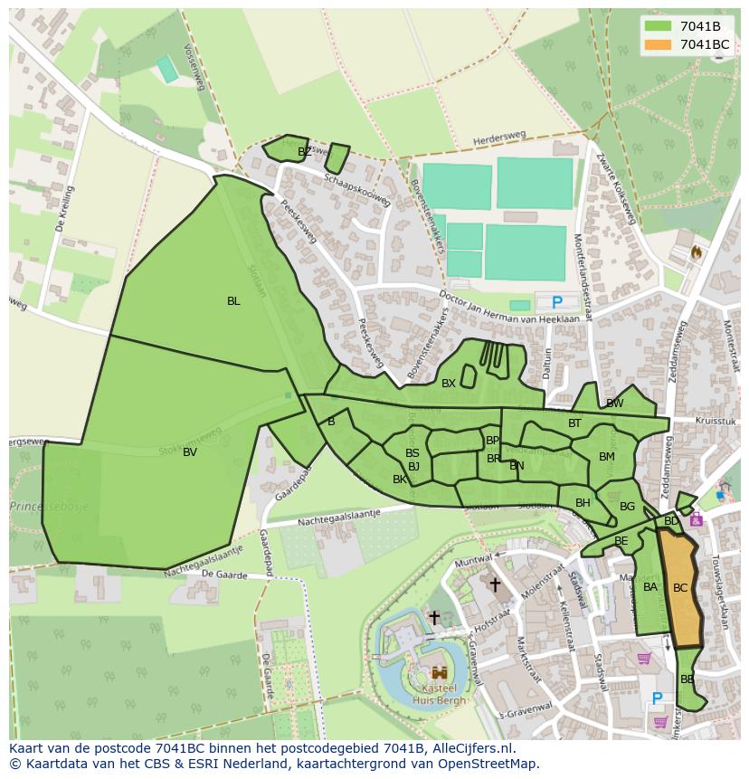 Afbeelding van het postcodegebied 7041 BC op de kaart.