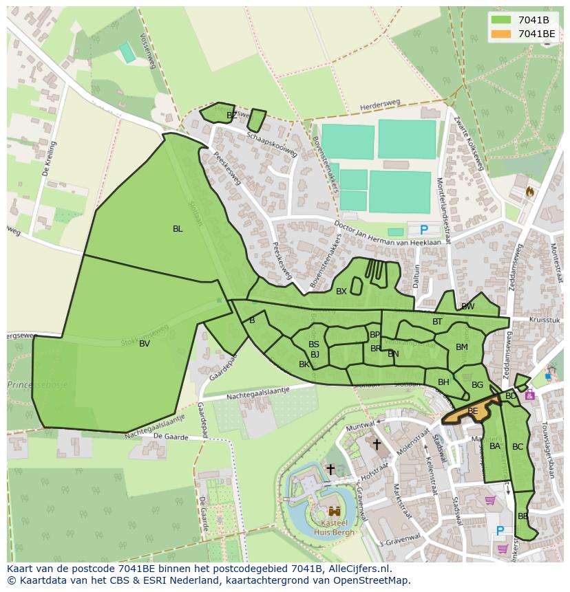 Afbeelding van het postcodegebied 7041 BE op de kaart.