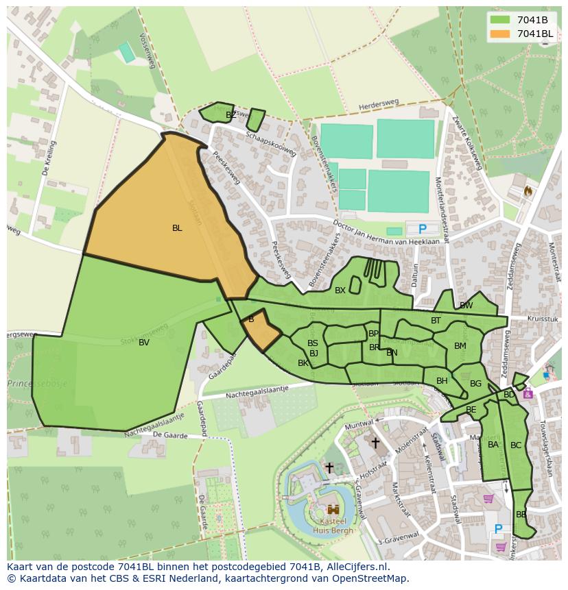 Afbeelding van het postcodegebied 7041 BL op de kaart.
