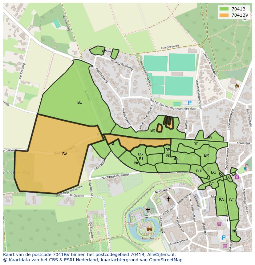Afbeelding van het postcodegebied 7041 BV op de kaart.