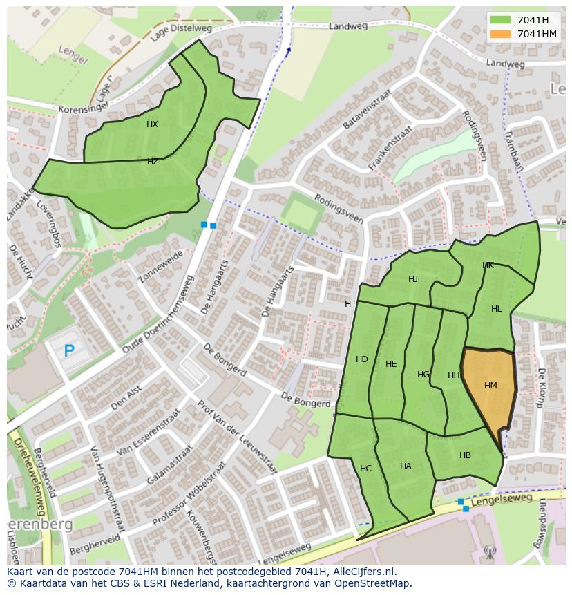 Afbeelding van het postcodegebied 7041 HM op de kaart.