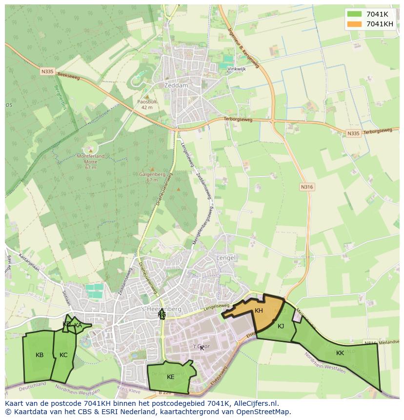 Afbeelding van het postcodegebied 7041 KH op de kaart.