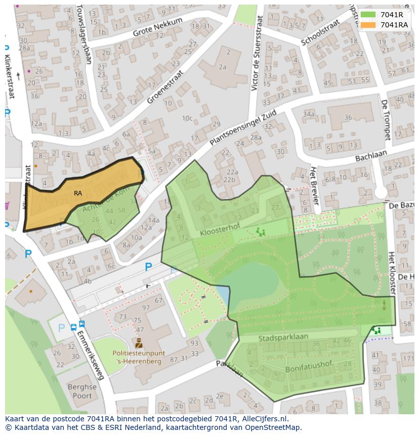 Afbeelding van het postcodegebied 7041 RA op de kaart.