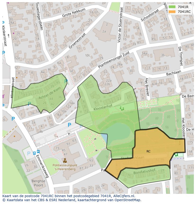 Afbeelding van het postcodegebied 7041 RC op de kaart.