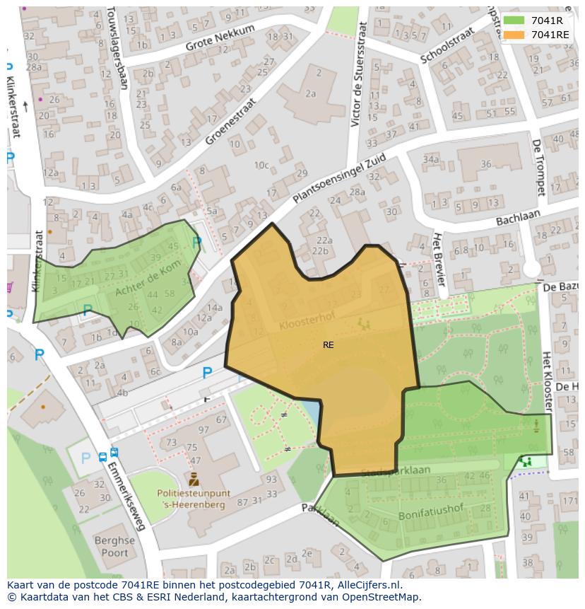 Afbeelding van het postcodegebied 7041 RE op de kaart.