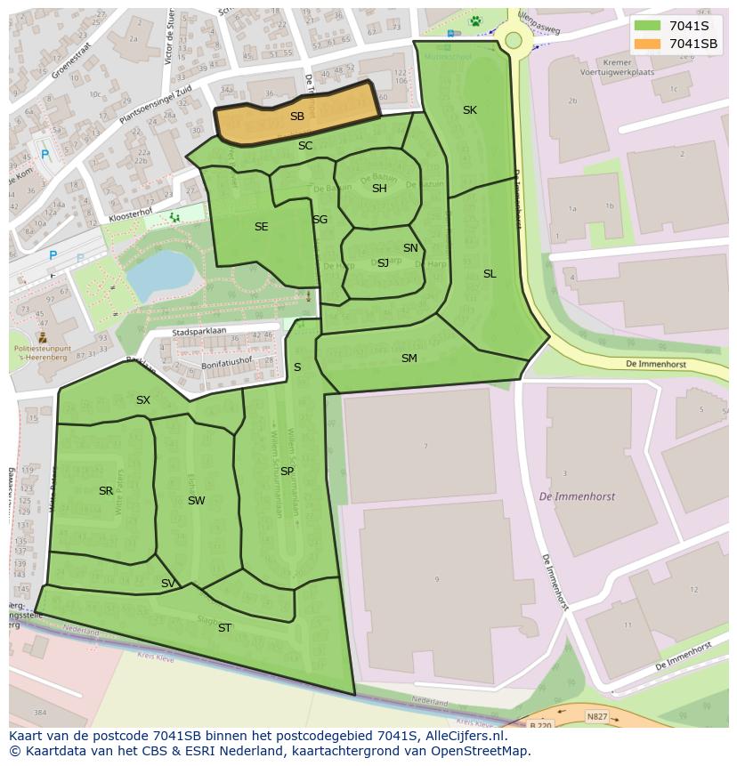 Afbeelding van het postcodegebied 7041 SB op de kaart.