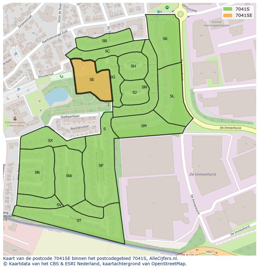 Afbeelding van het postcodegebied 7041 SE op de kaart.